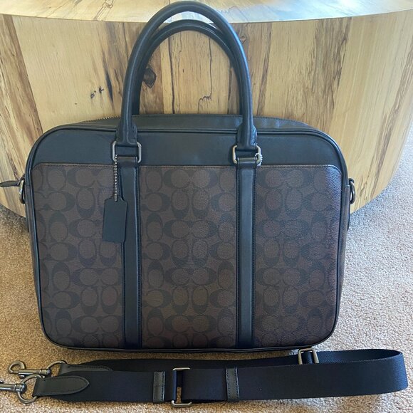 COACH SIGNATURE SLIM ZIP TOP BRIEF BAG! AMAZING! - Picture 1 of 7